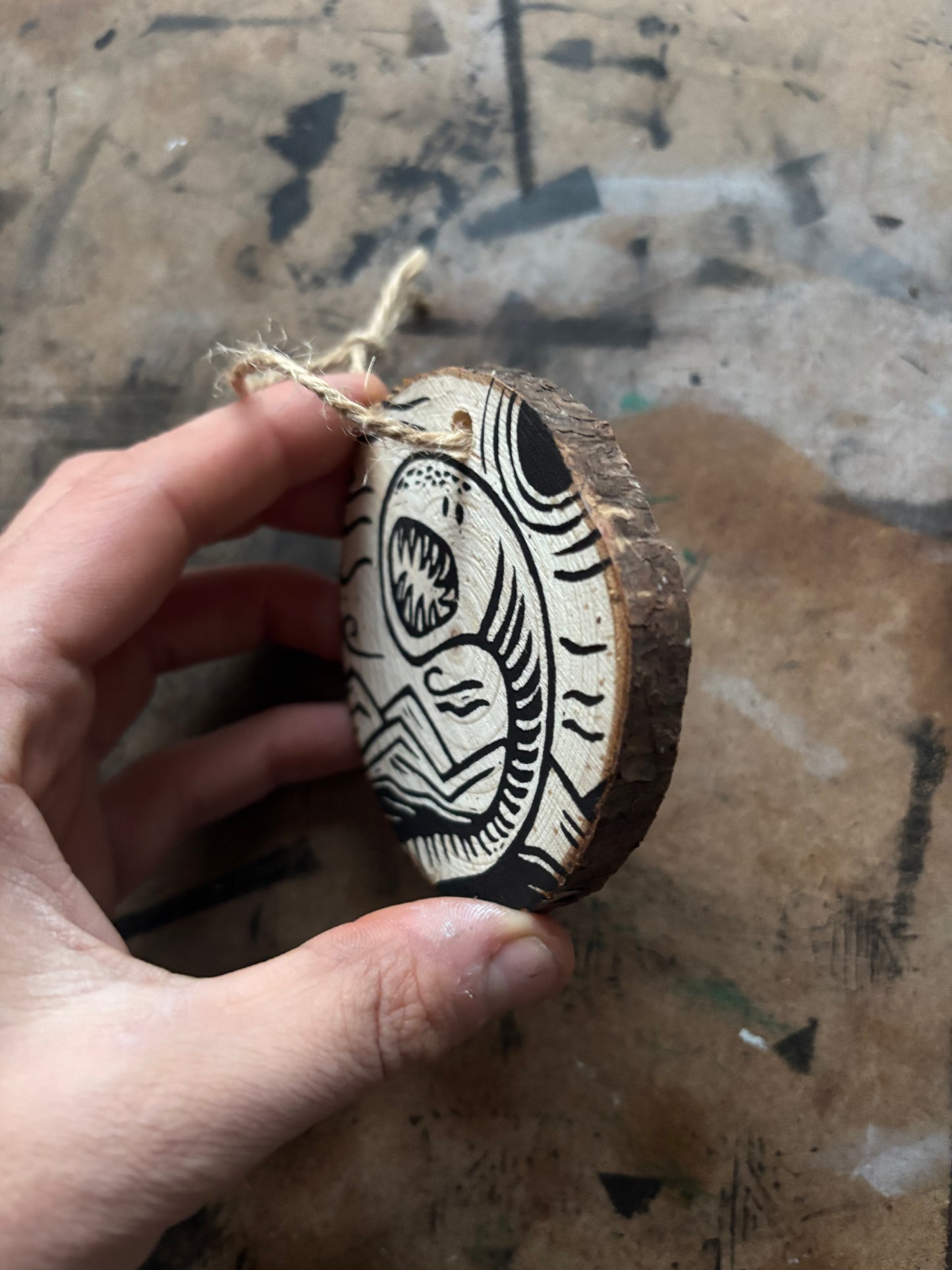 Mongolian deathworm hand printed ornaments