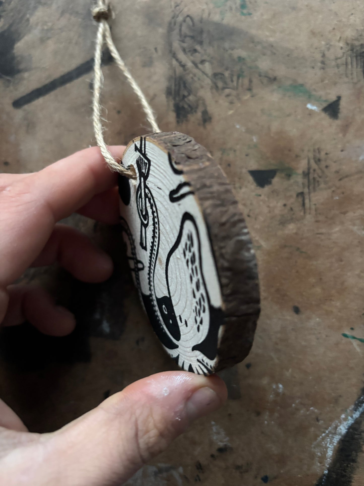 Kraken hand printed ornaments