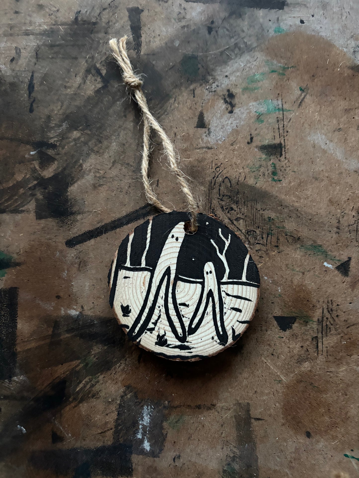 Fresno nightcrawlers hand printed ornaments