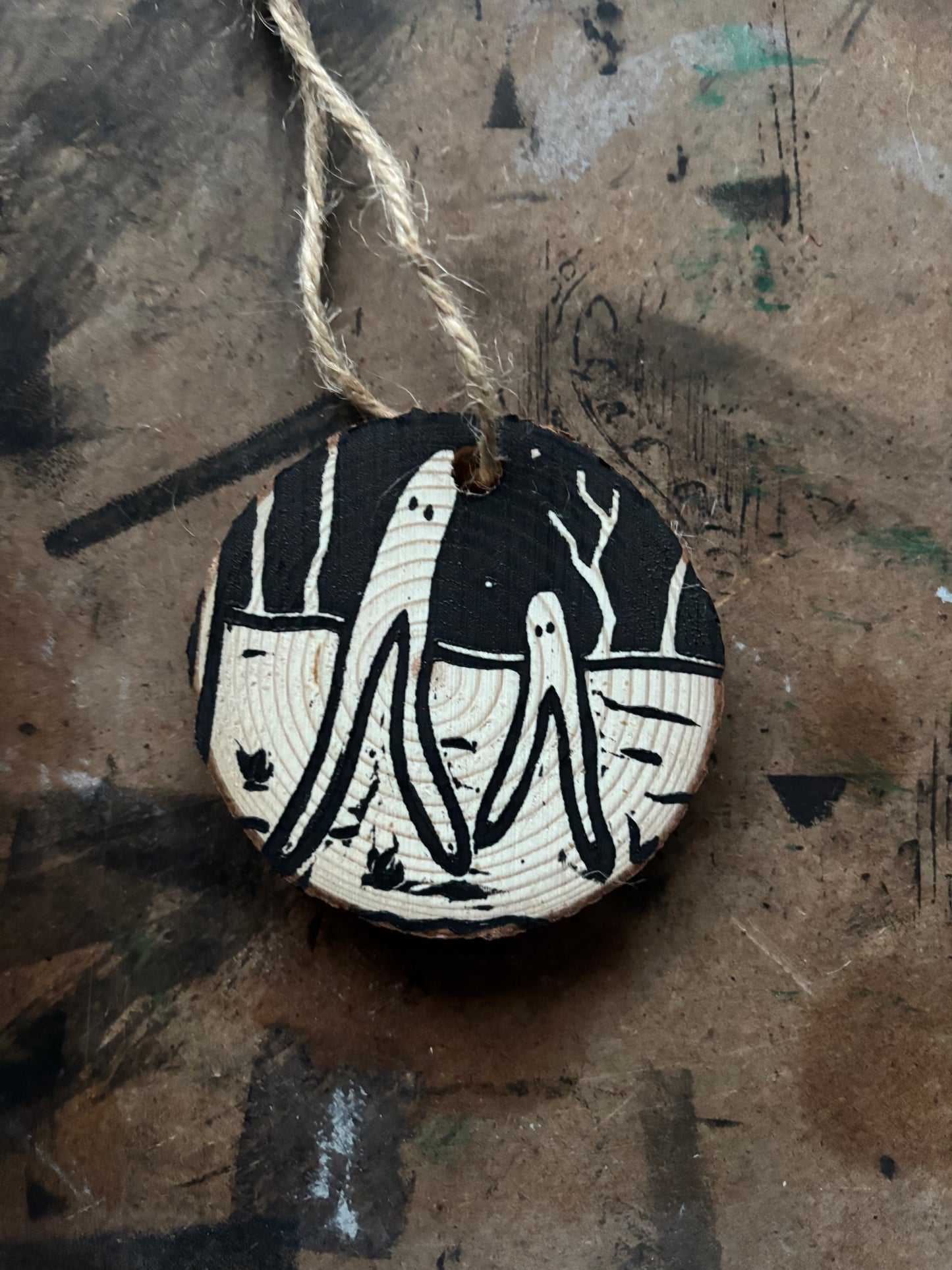 Fresno nightcrawlers hand printed ornaments