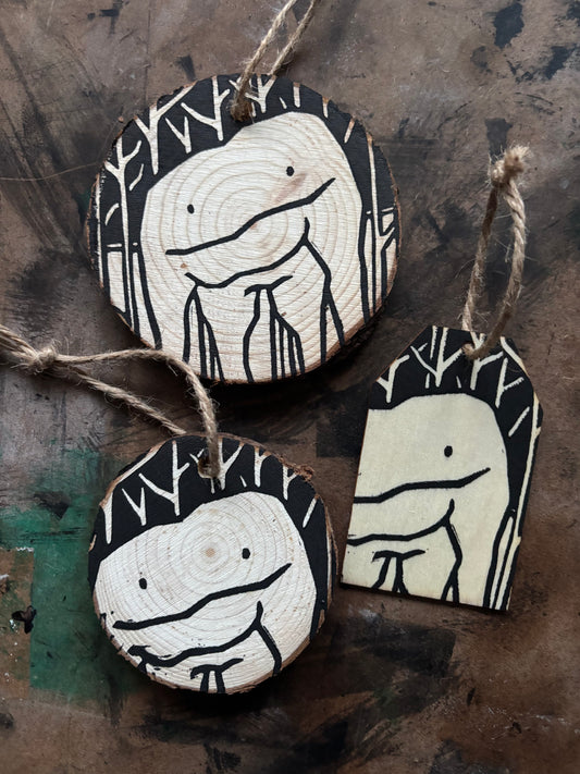 Grafton monster hand printed ornaments