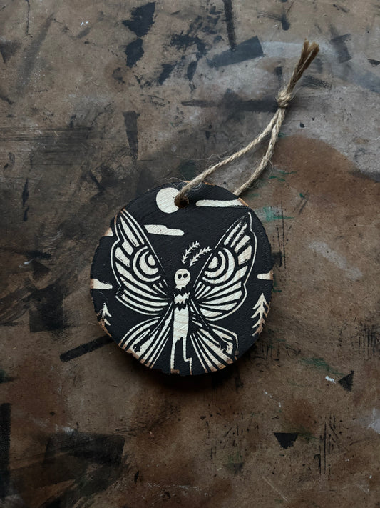 Mothman hand printed ornaments