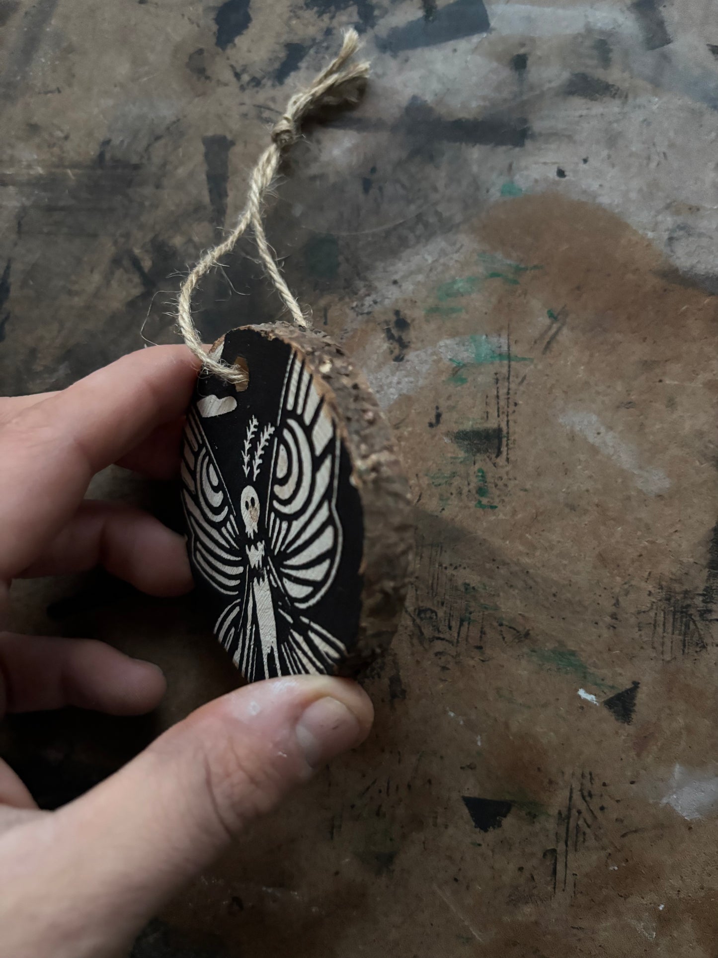 Mothman hand printed ornaments