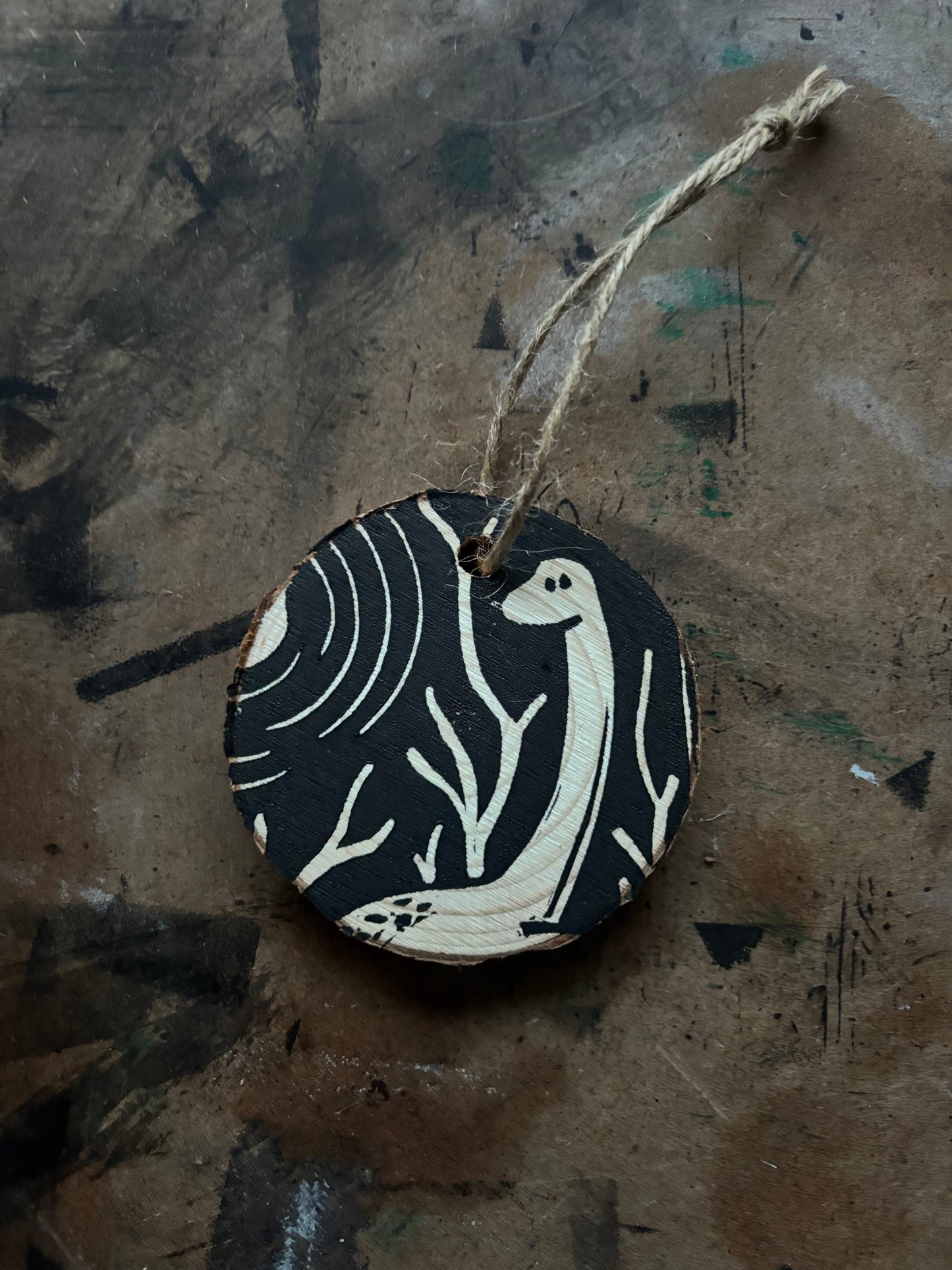 Mokele-Mbembe hand printed ornaments