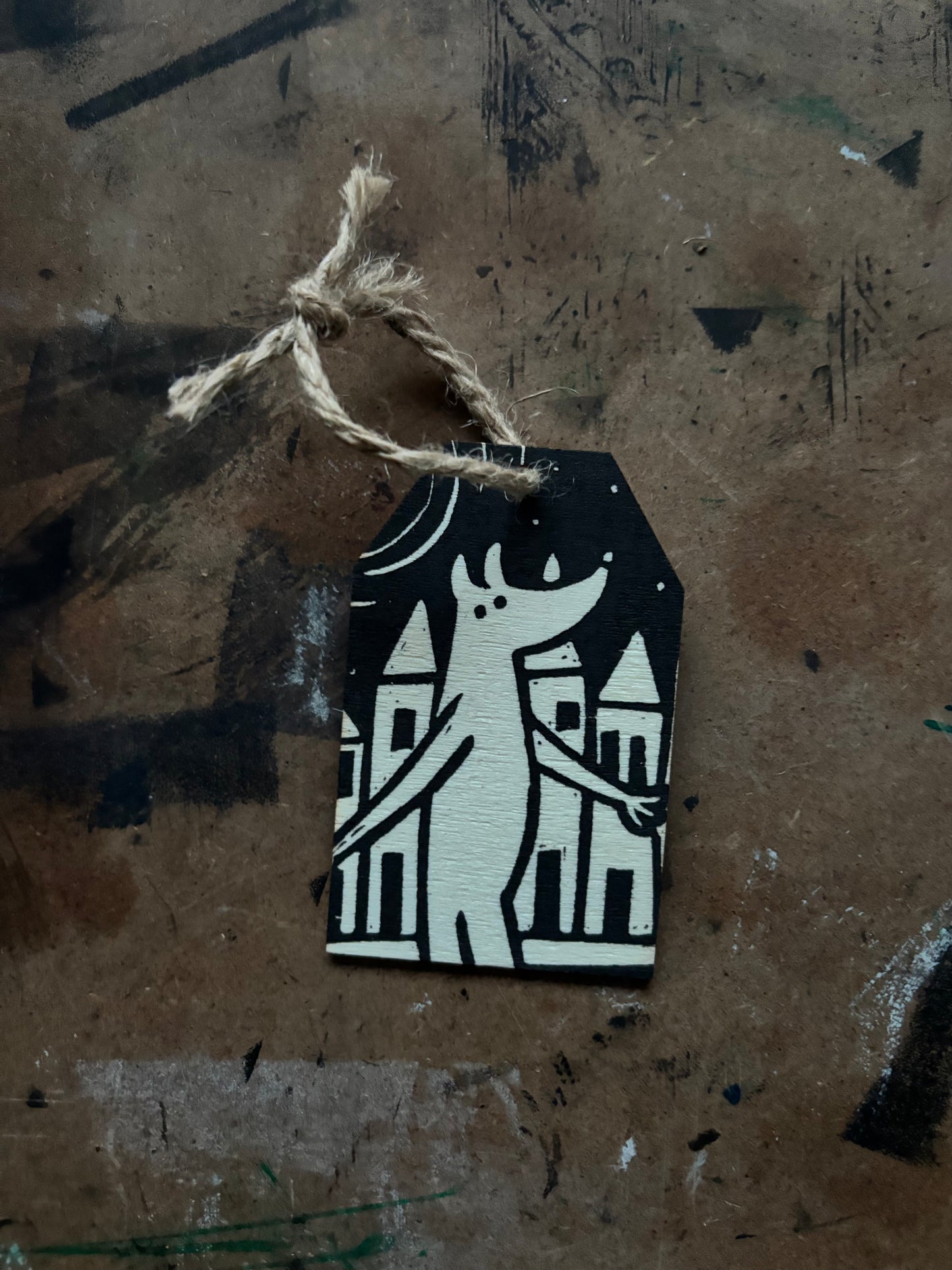 Dogman hand printed ornaments