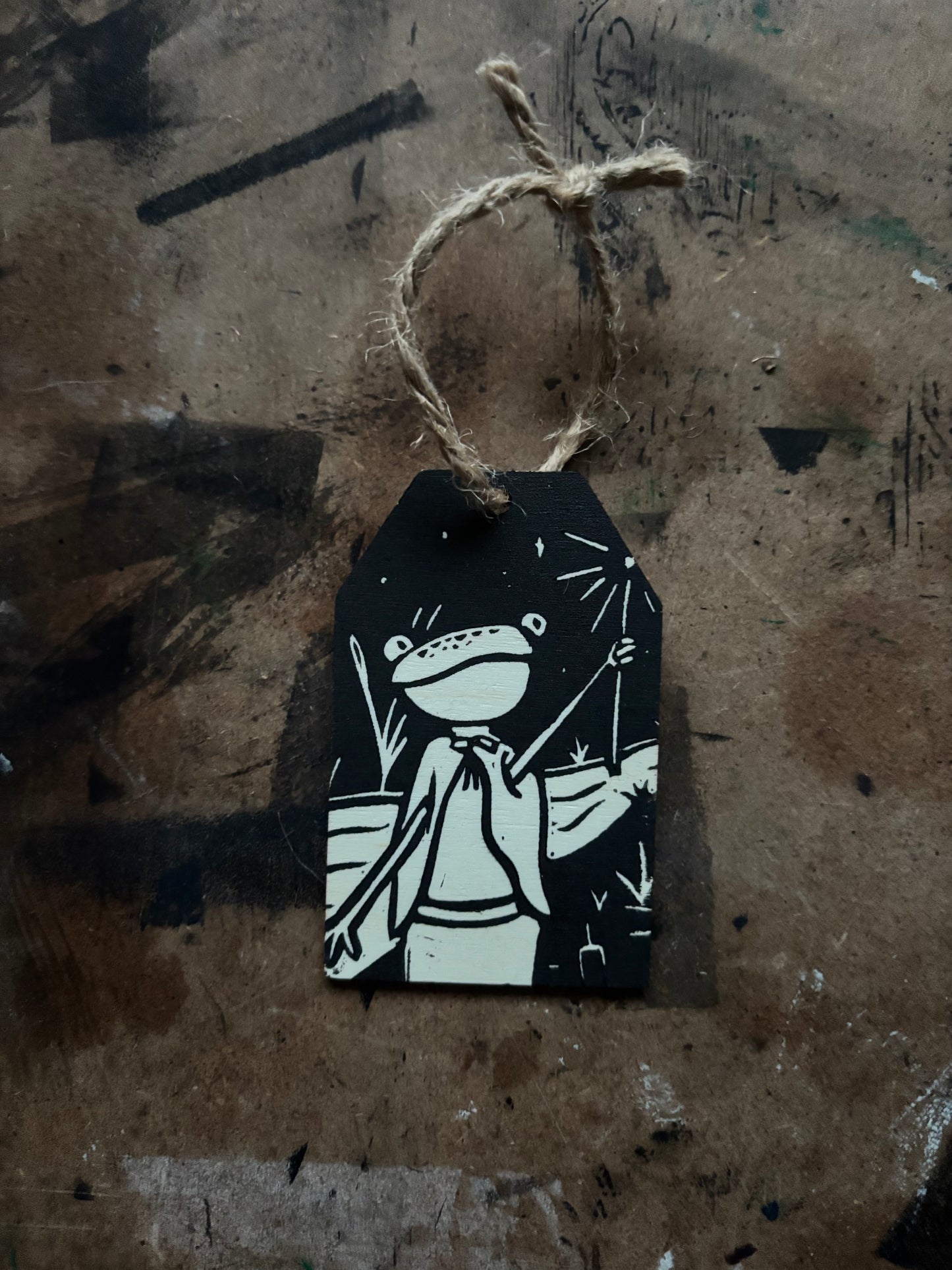 Frogman hand printed ornaments