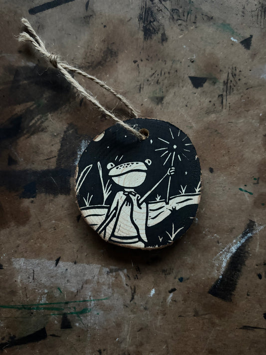 Frogman hand printed ornaments