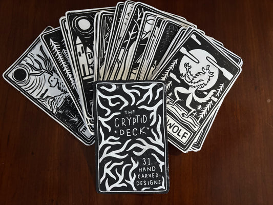 Hand printed full cryptid deck (white)