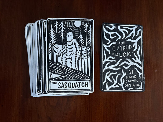 Hand printed full cryptid deck (white)