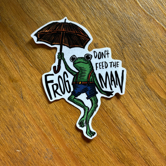 Don't feed the frogman sticker