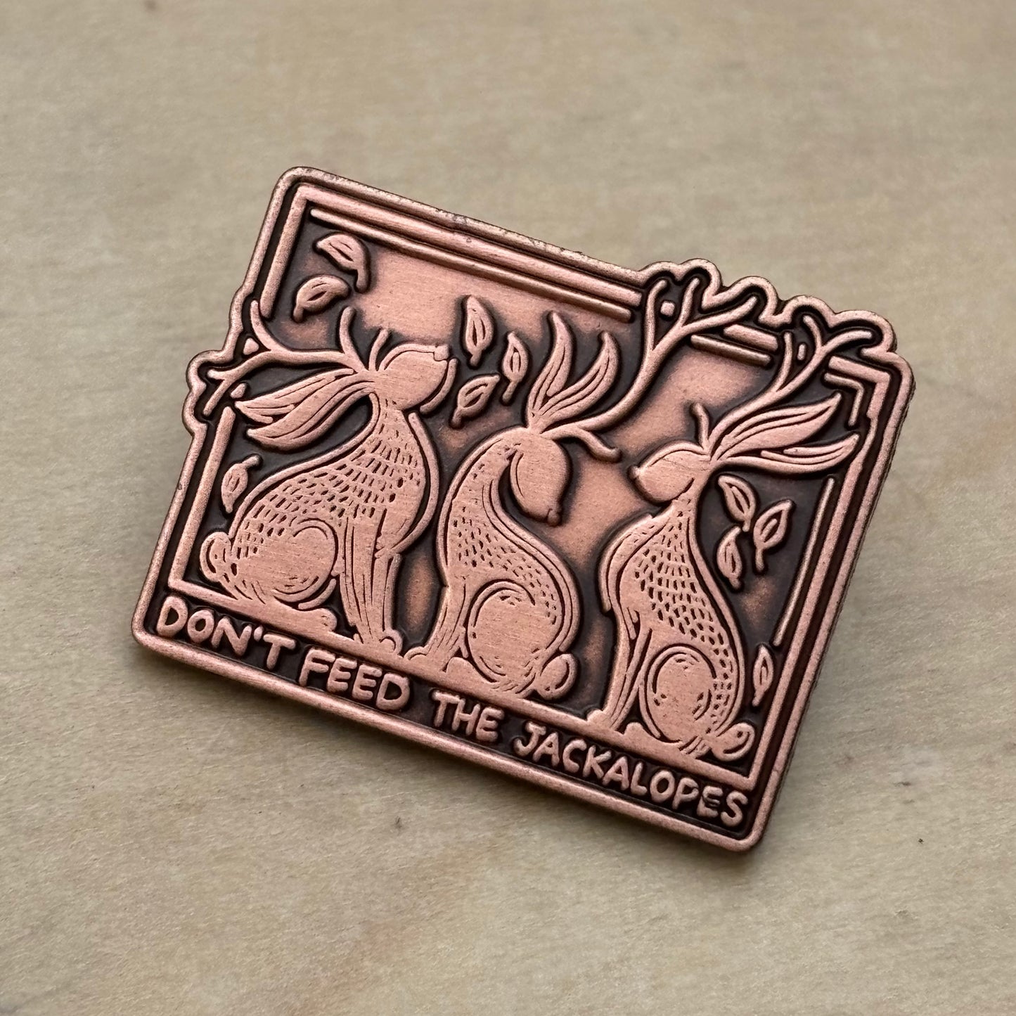 Jackalope copper pin